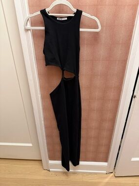 Zara Black Sleeveless Cutout Midi Dress